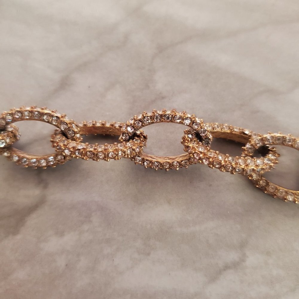 ✨💖 J.Crew Gold Rhinestone Pave Iconic Classic Link Bracelet 💖✨ - Picture 3 of 10